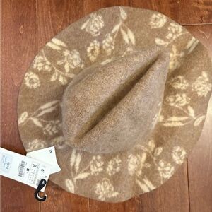 Floral Patterned Tan Hat